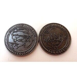 2 Vintage Dragon Ball Piccolo & Son GoKou Metal Zeny Collection Coin Tsukamouze!